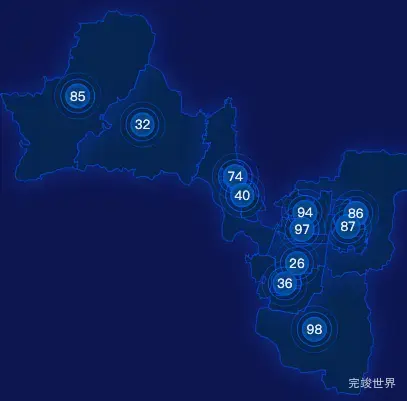 echarts鹤壁市淇滨区geoJson地图圆形波纹状气泡图
